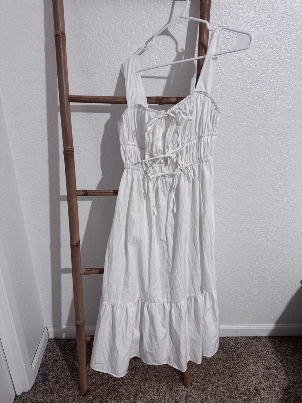 Women’s White Tie-Front Milk Maid Sundress